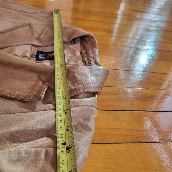 Akoury Vintage Tan Genuine Leather Button Blazer Jacket - Picture 9 of 14